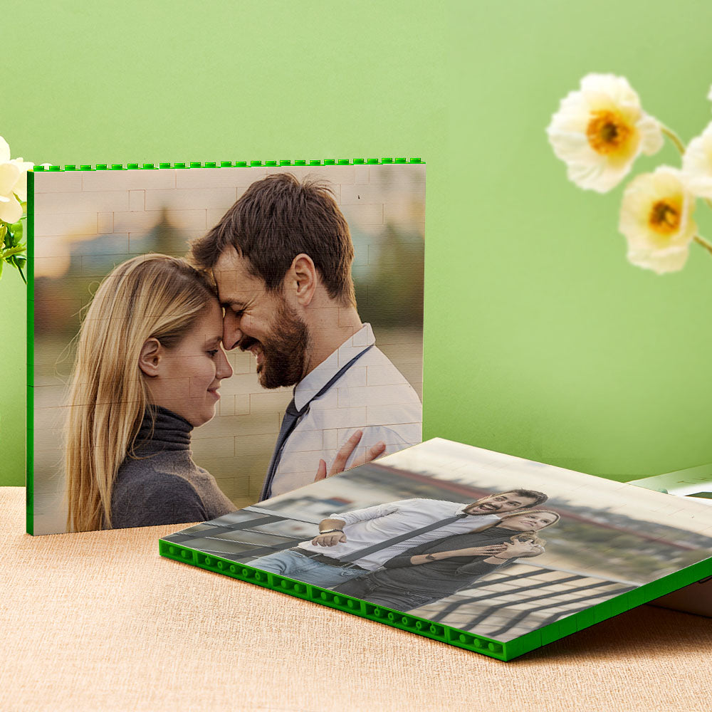 Custom Green Building Block Puzzle Horizontal Photo Bricks for Lover