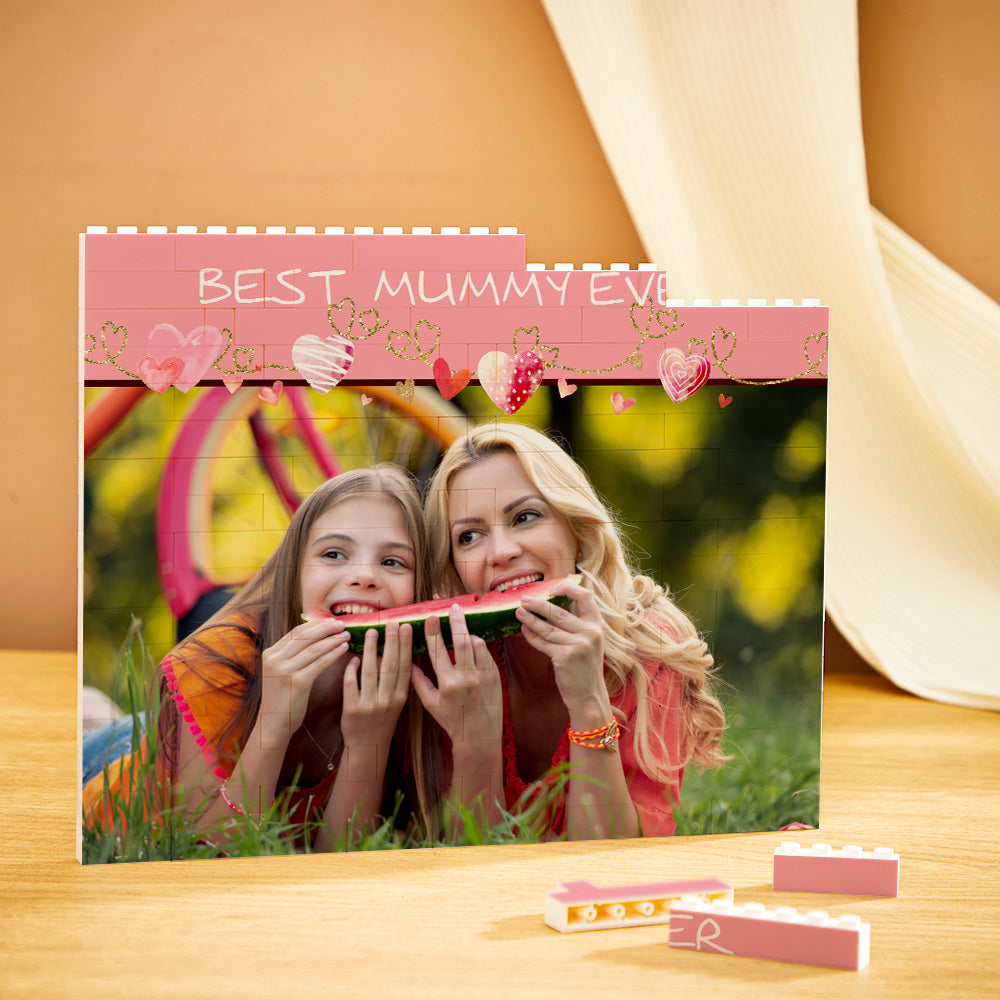 Custom Building Block Puzzle Horizontal Trio Photo Brick Mother's Day Gift Best Mum Ever