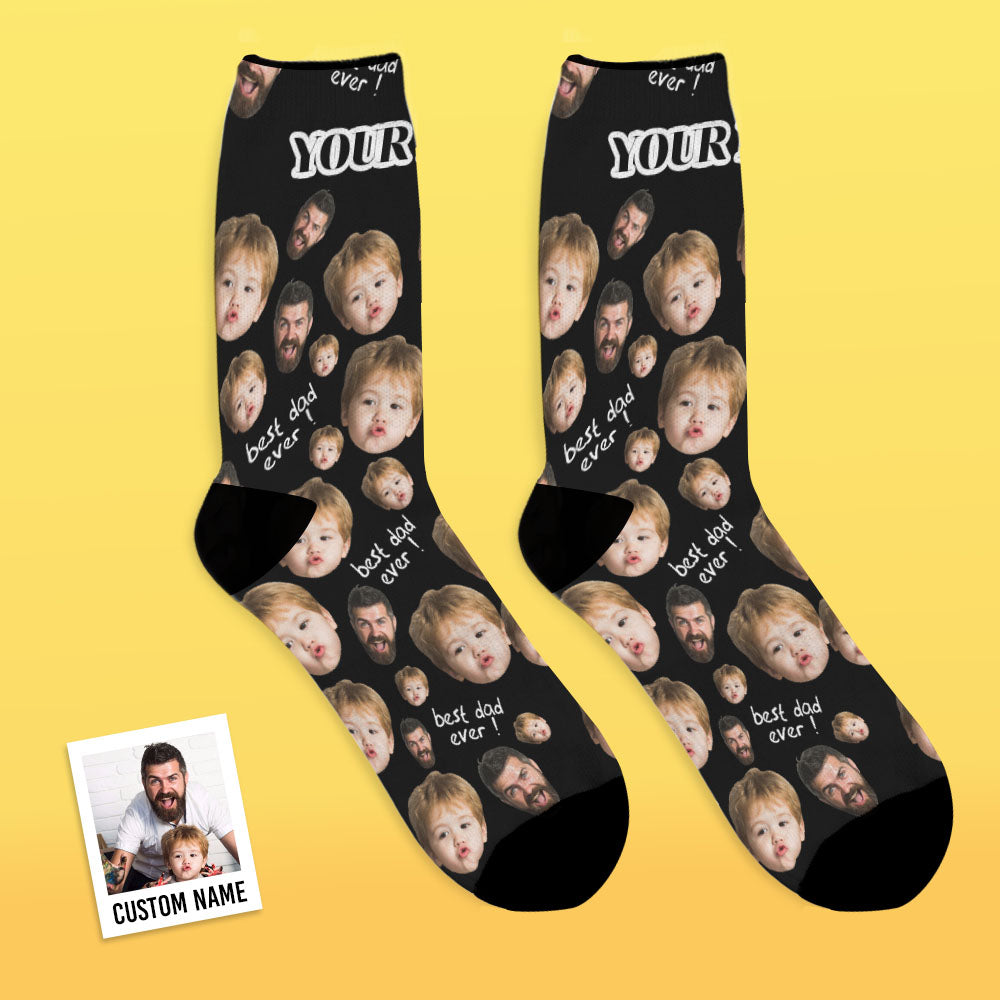 Father's Day Gifts, Personalised Face Socks To The Best Dad - Black