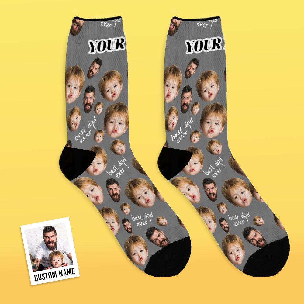 Father's Day Gifts, Personalised Face Socks To The Best Dad - Black