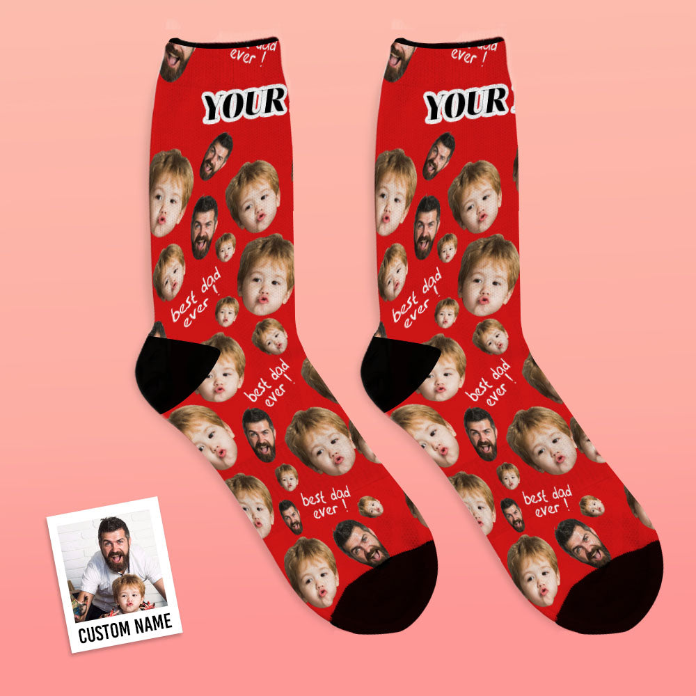 Father's Day Gifts, Personalised Face Socks To The Best Dad - Black