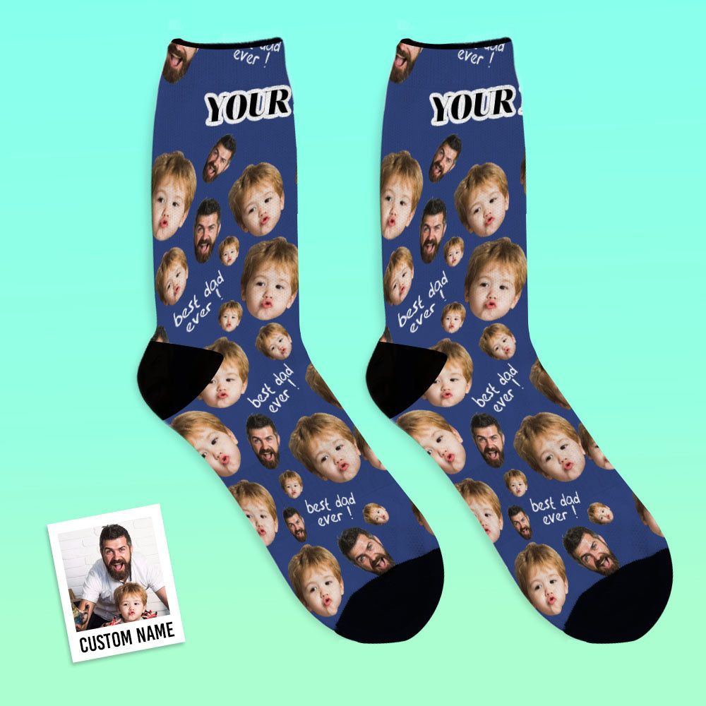 Father's Day Gifts, Personalised Face Socks To The Best Dad - Black