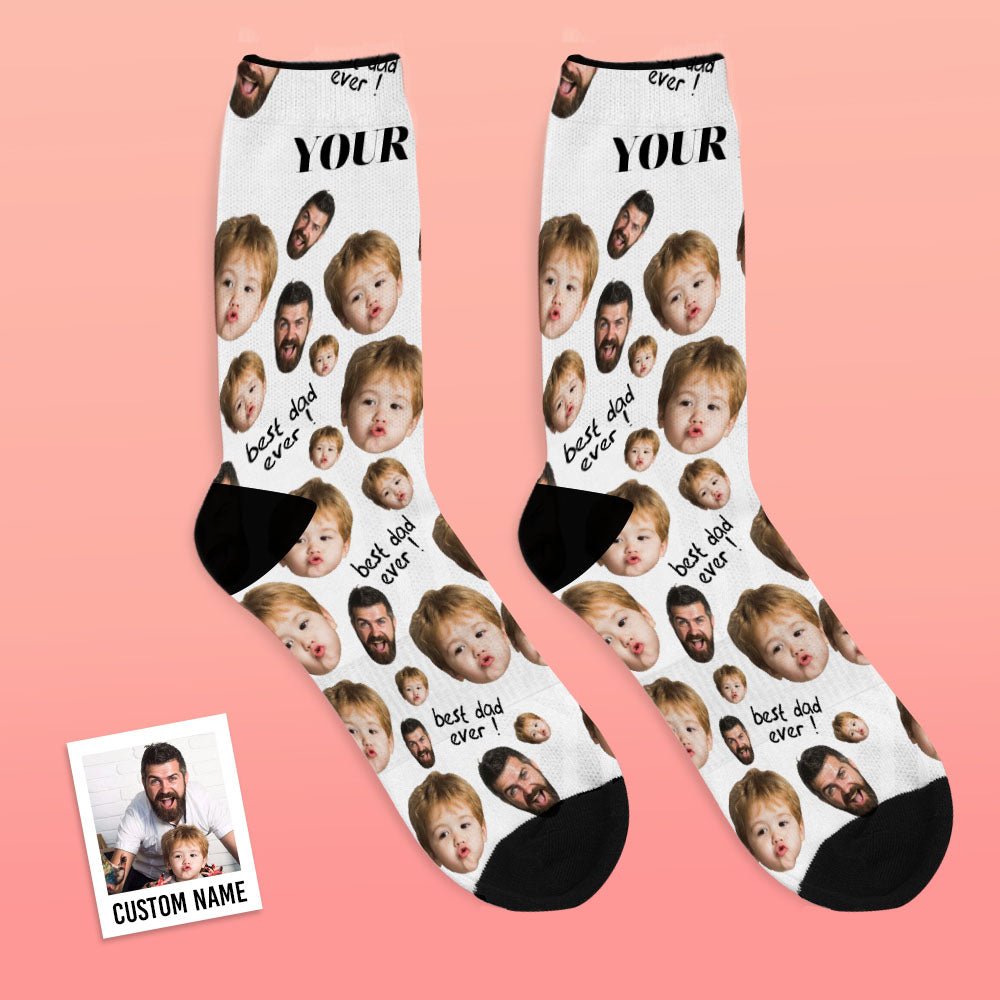 Father's Day Gifts, Personalised Face Socks To The Best Dad - Black