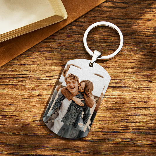 Boyfriend Keychains Gift for Boyfriend Photo Keychain Custom Keychain Anniversary Gift Metal Keychain for Him