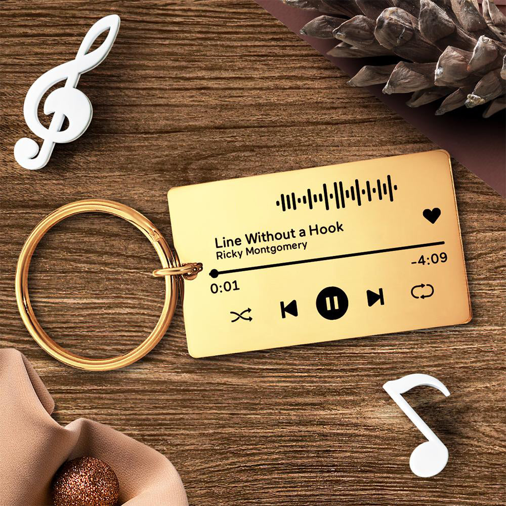 Keychain Custom Engraved Music Code Gifts For Him Black