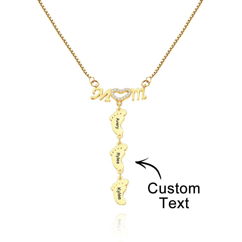 Custom Engraved Necklace Family Feet Mother's Day Gifts