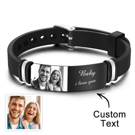 Custom Photo Engraved Bracelet Commemorate Men's Gifts