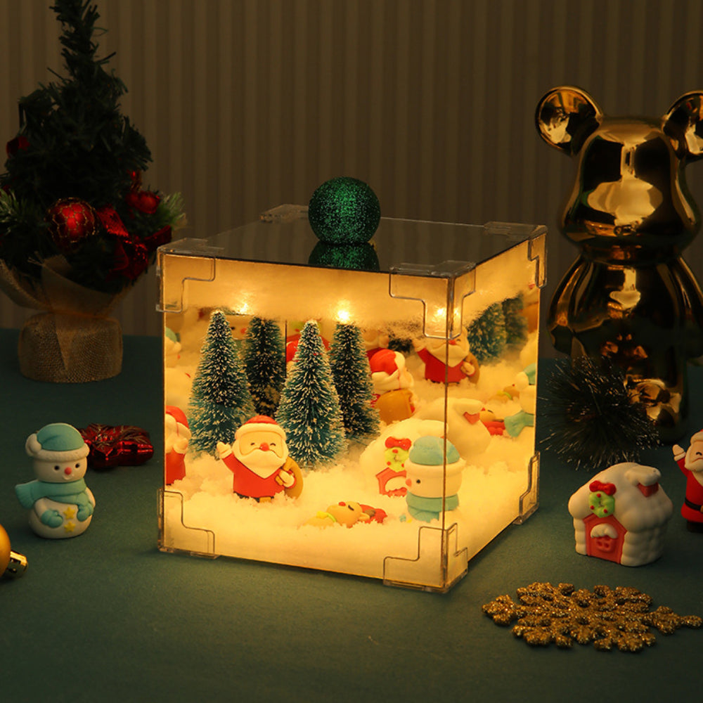 DIY Christmas Night Light Mirror and LED Lamp DIY Material Kit for Xmas Table Decor