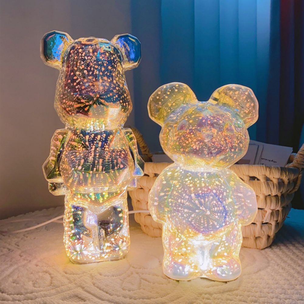 3D Firework Bear Light Projection Colorful Bear Decor Room Night Light Gift for Him or Her