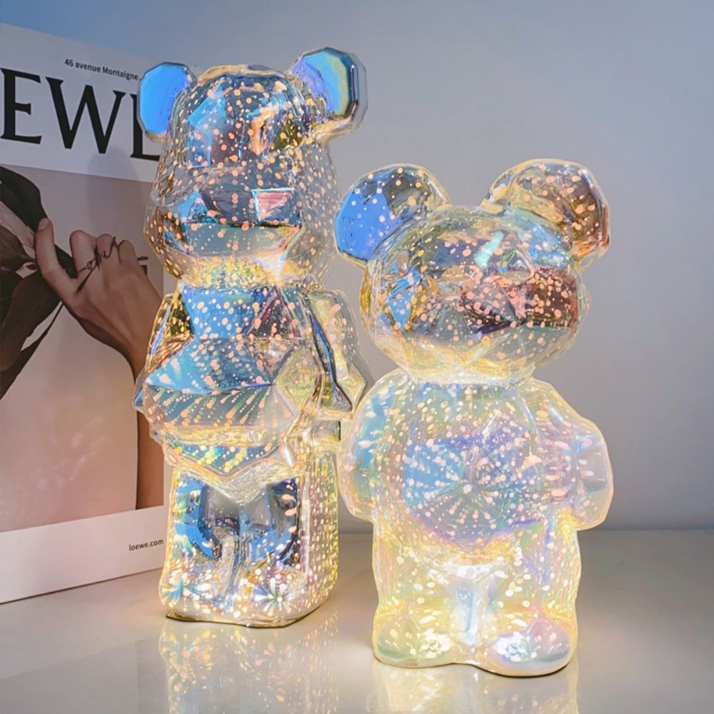 3D Firework Bear Light Projection Colorful Bear Decor Room Night Light Gift for Him or Her