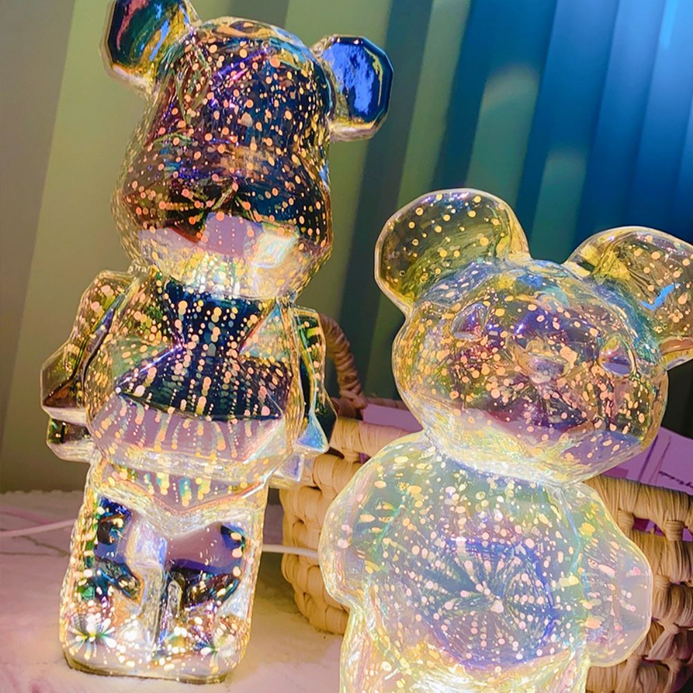 3D Firework Bear Light Projection Colorful Bear Decor Room Night Light Gift for Him or Her