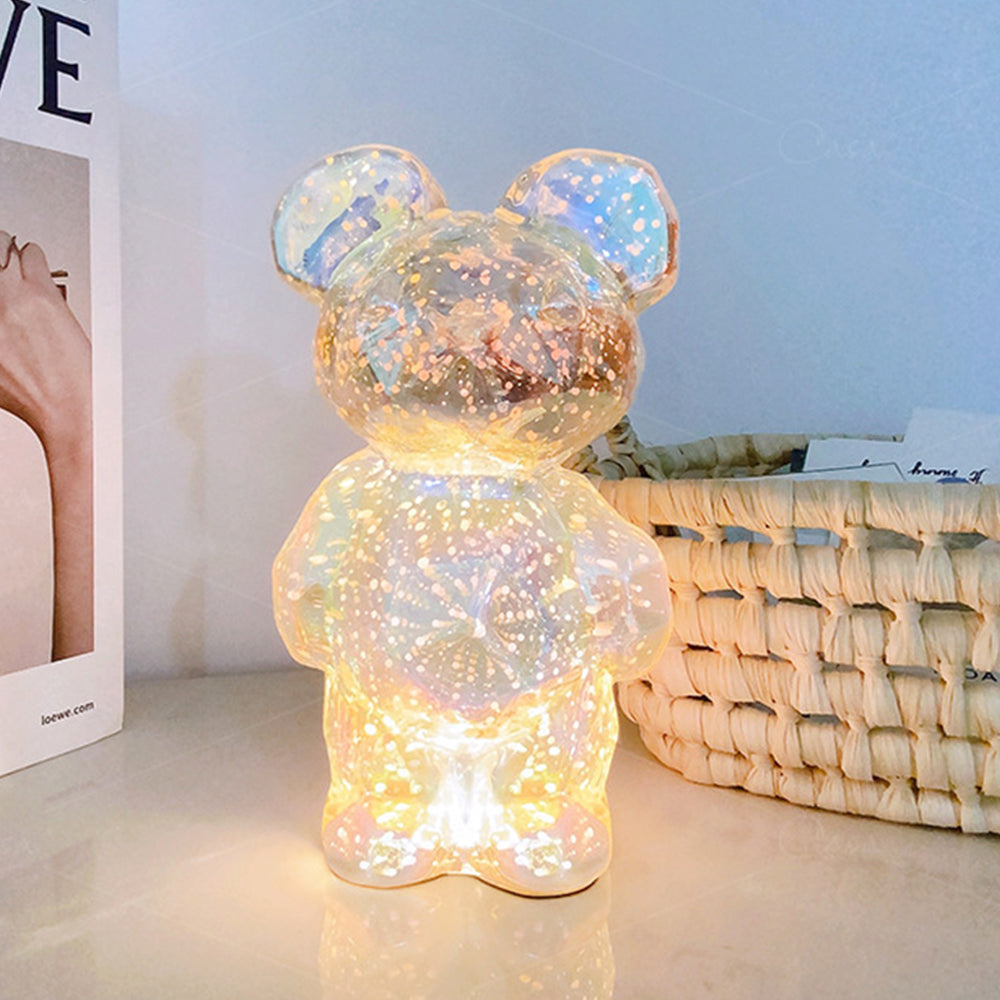 3D Firework Bear Light Projection Colorful Bear Decor Room Night Light Gift for Him or Her