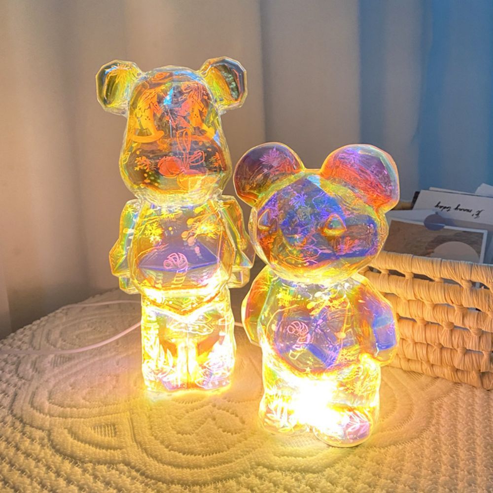 3D Firework Bear Light Projection Colorful Bear Decor Room Night Light Gift for Him or Her