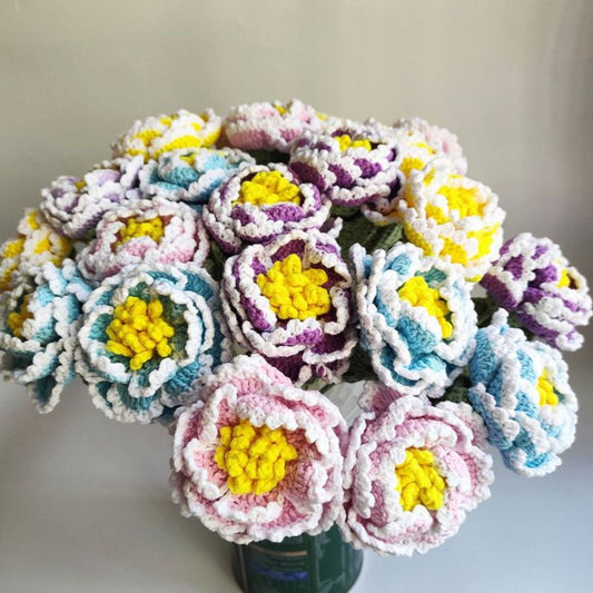 1pc Handmade Knitted Flower Peony Crochet Flower Gift for Her