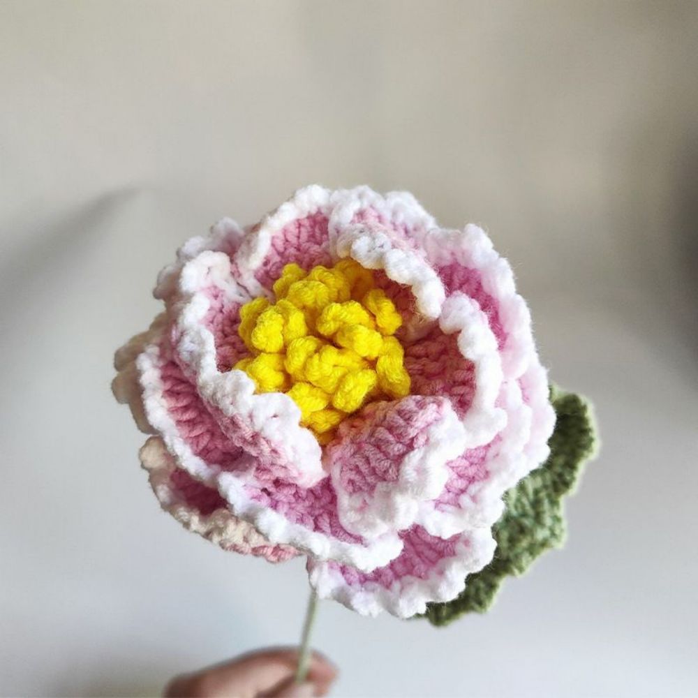 1pc Handmade Knitted Flower Peony Crochet Flower Gift for Her