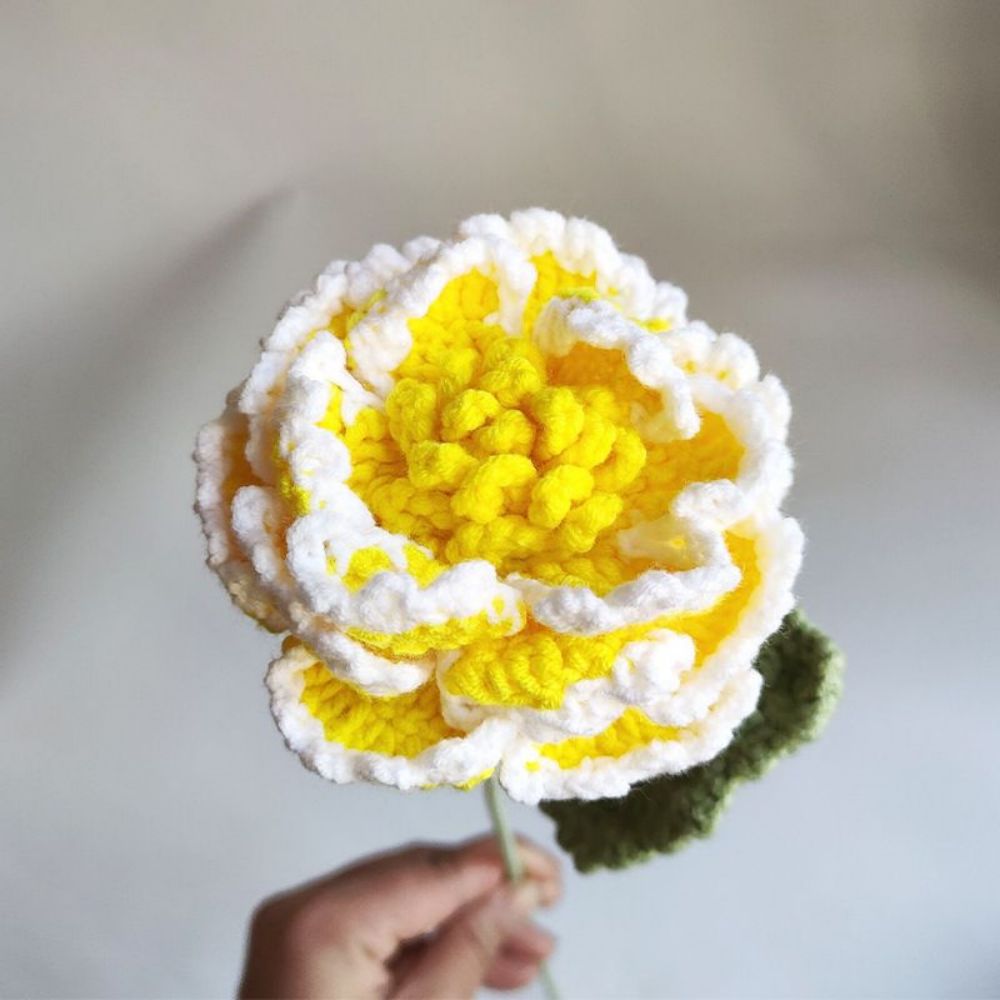 1pc Handmade Knitted Flower Peony Crochet Flower Gift for Her