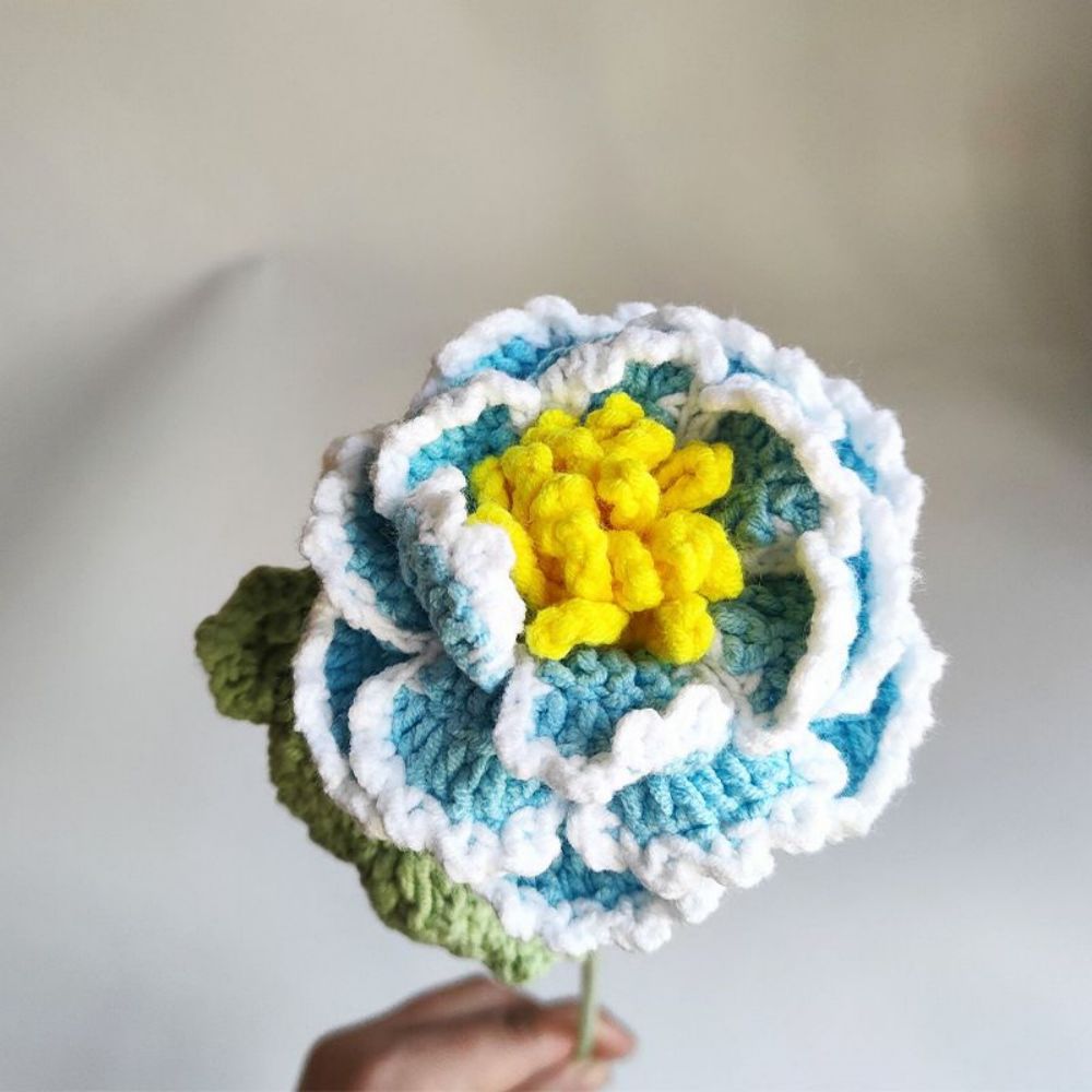 1pc Handmade Knitted Flower Peony Crochet Flower Gift for Her