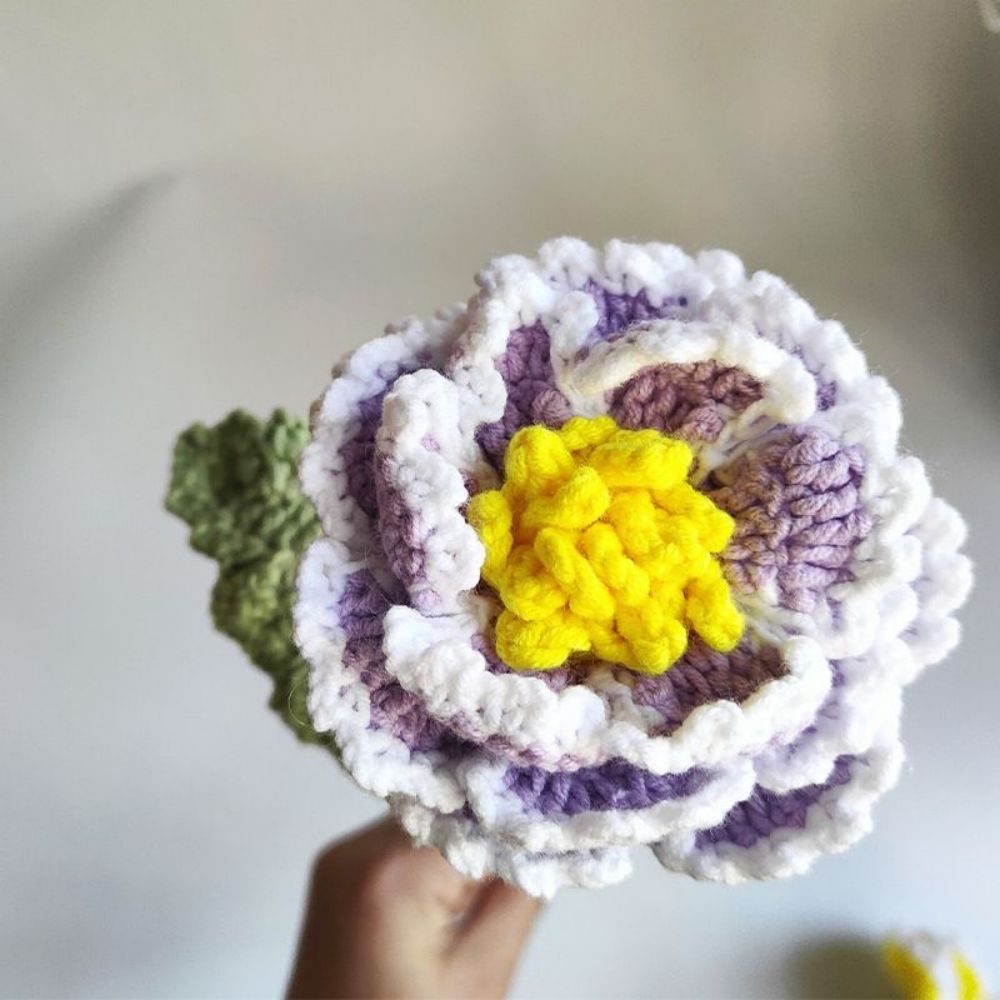 1pc Handmade Knitted Flower Peony Crochet Flower Gift for Her