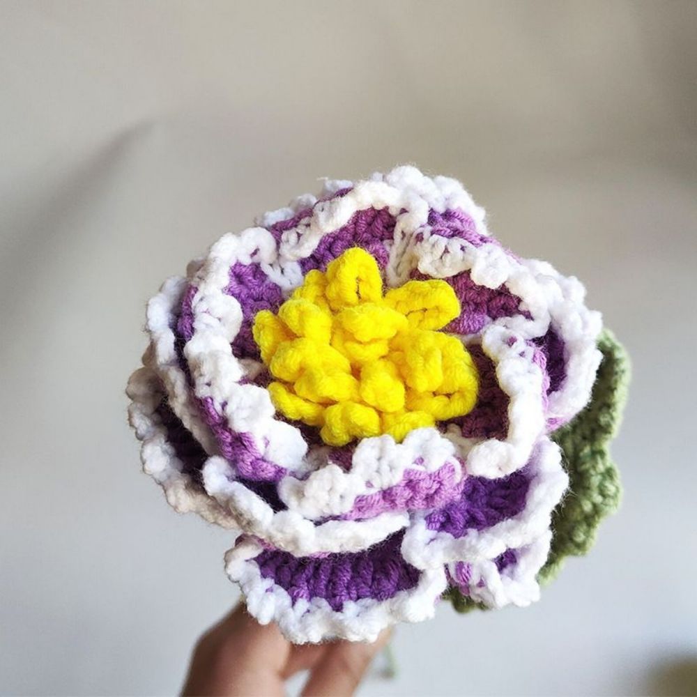 1pc Handmade Knitted Flower Peony Crochet Flower Gift for Her