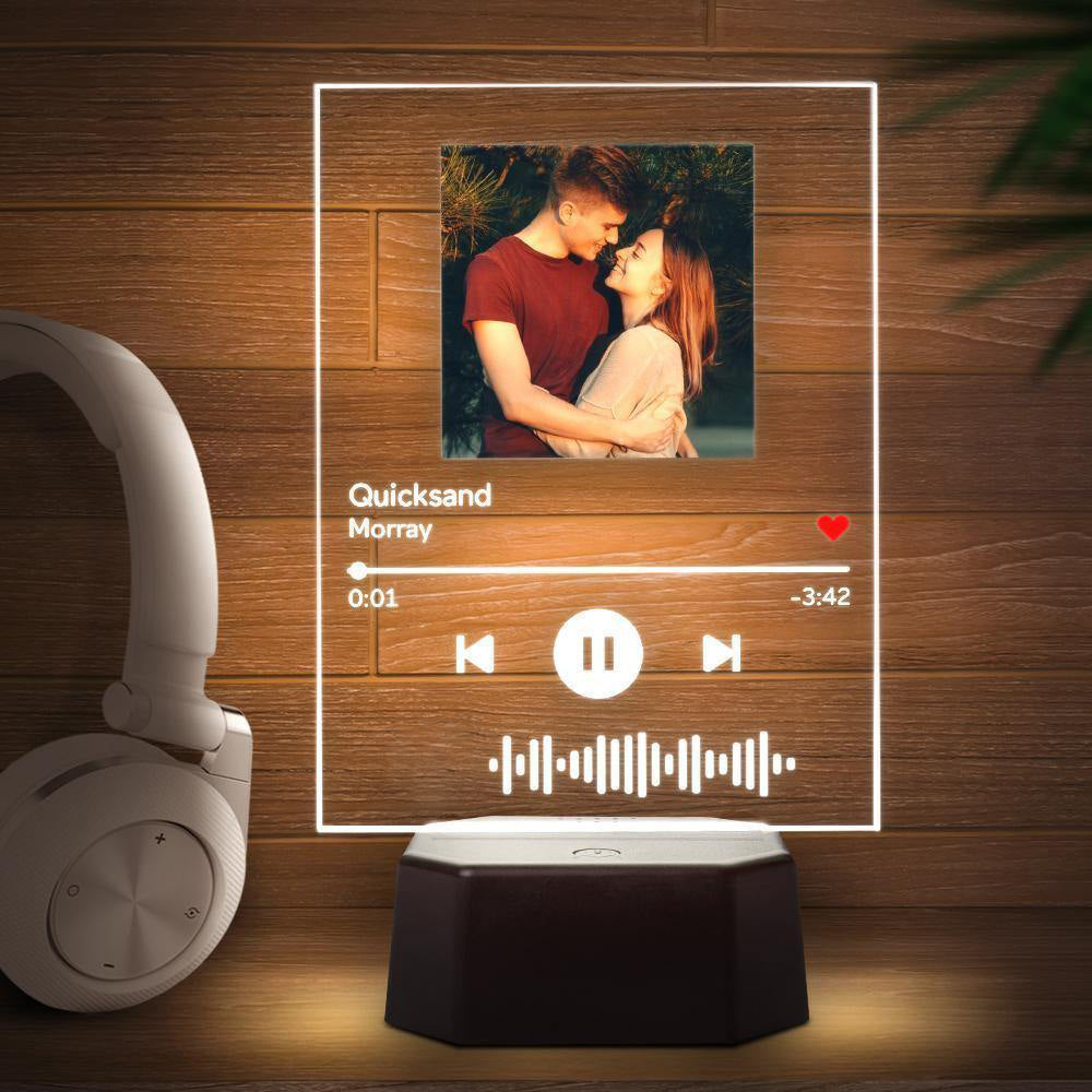 Custom Scannable Code LED Lamp Album Cover Plaque with Bluetooth Speaker Stand