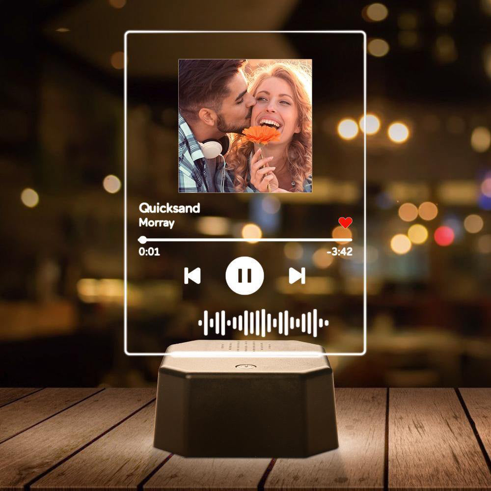 Custom Scannable Code LED Lamp Album Cover Plaque with Bluetooth Speaker Stand