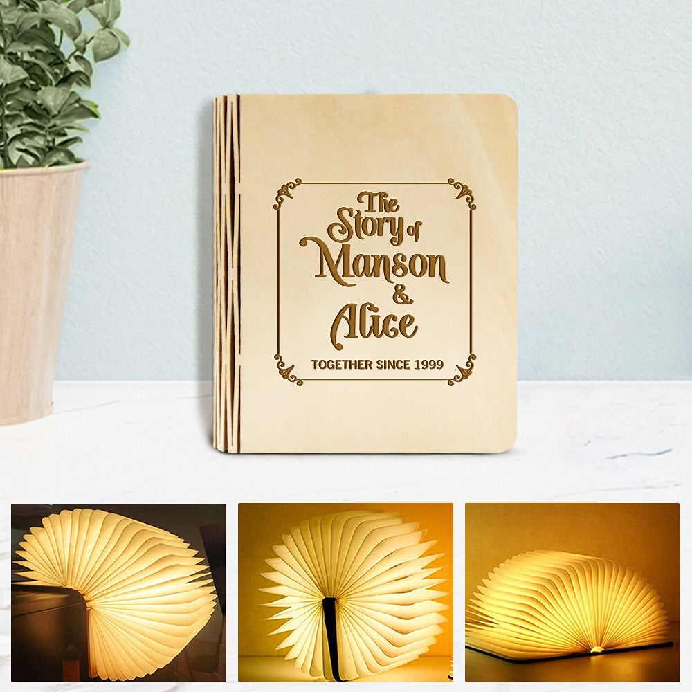 Custom Your Story Wooden Book Light Magnetic Folding Book Lamp