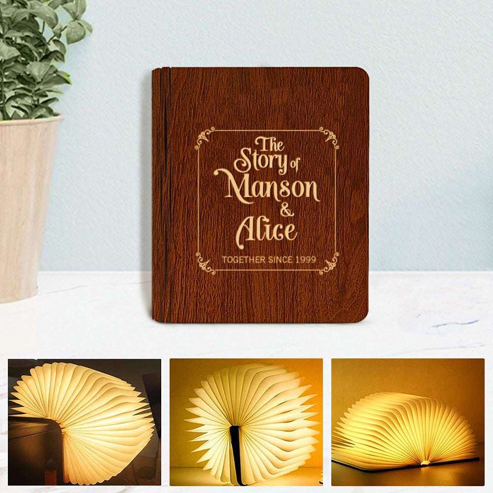 Custom Your Story Wooden Book Light Magnetic Folding Book Lamp