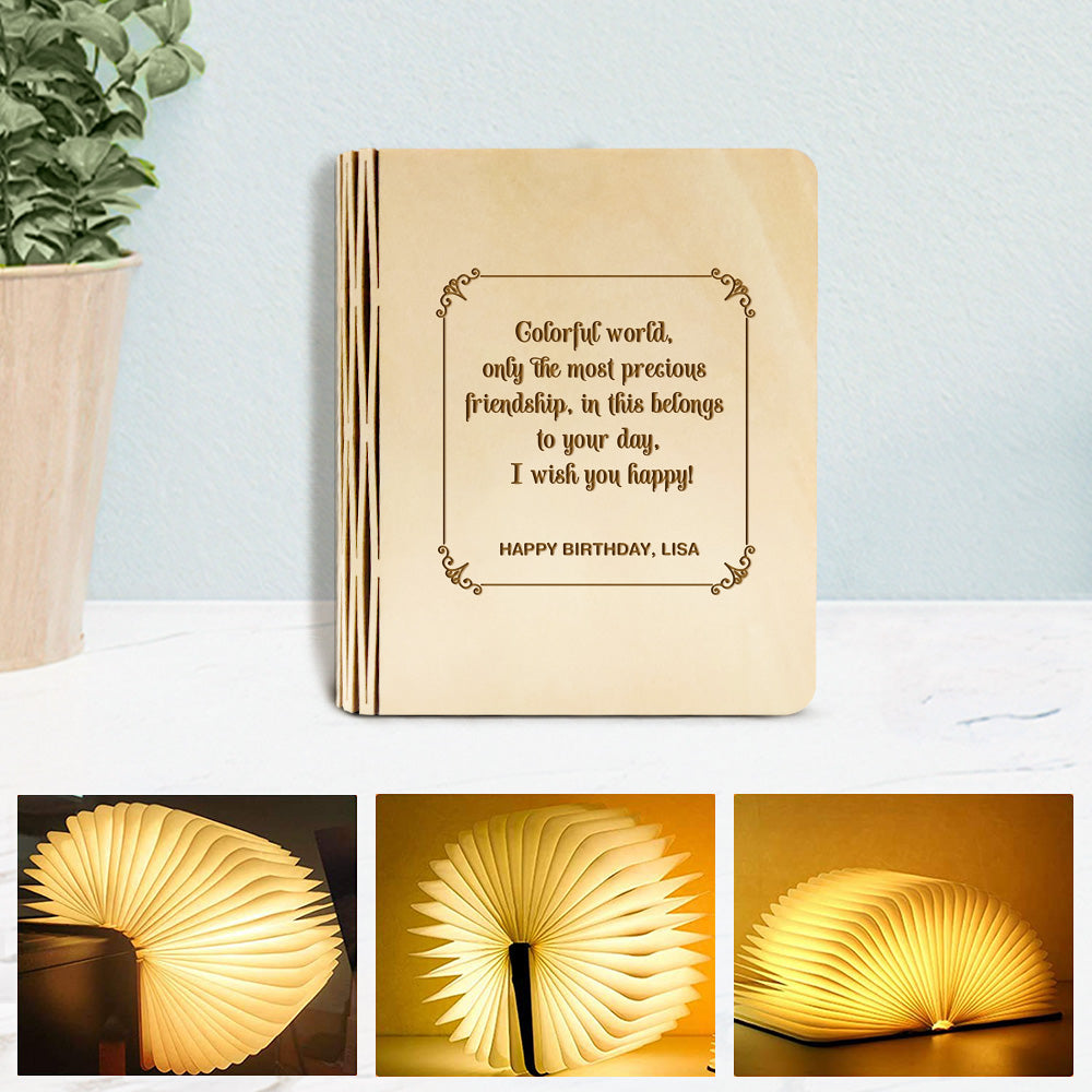 Custom Friendship Wooden Light Magnetic Folding Book Lamp