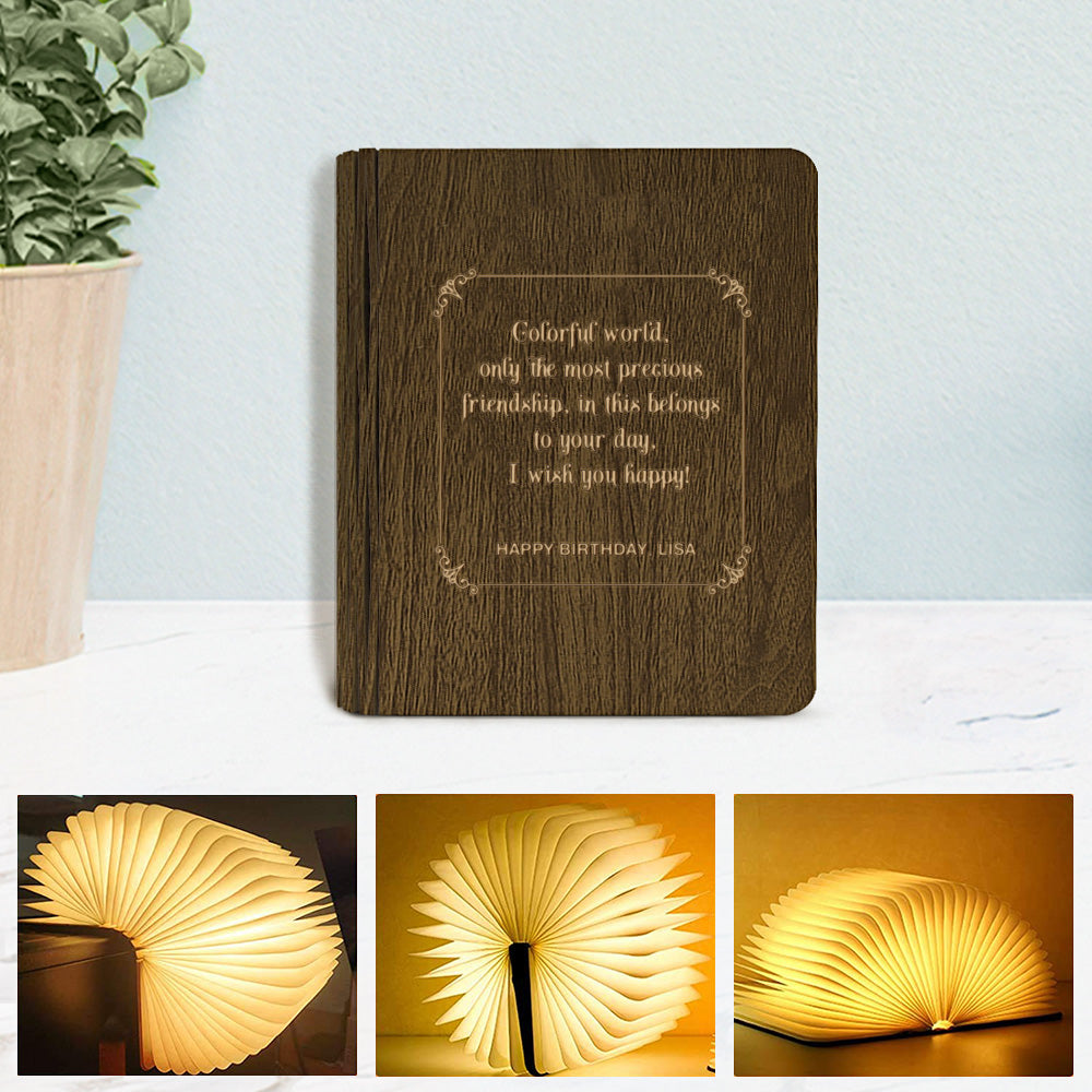 Custom Friendship Wooden Light Magnetic Folding Book Lamp