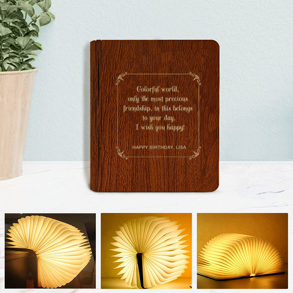 Custom Friendship Wooden Light Magnetic Folding Book Lamp