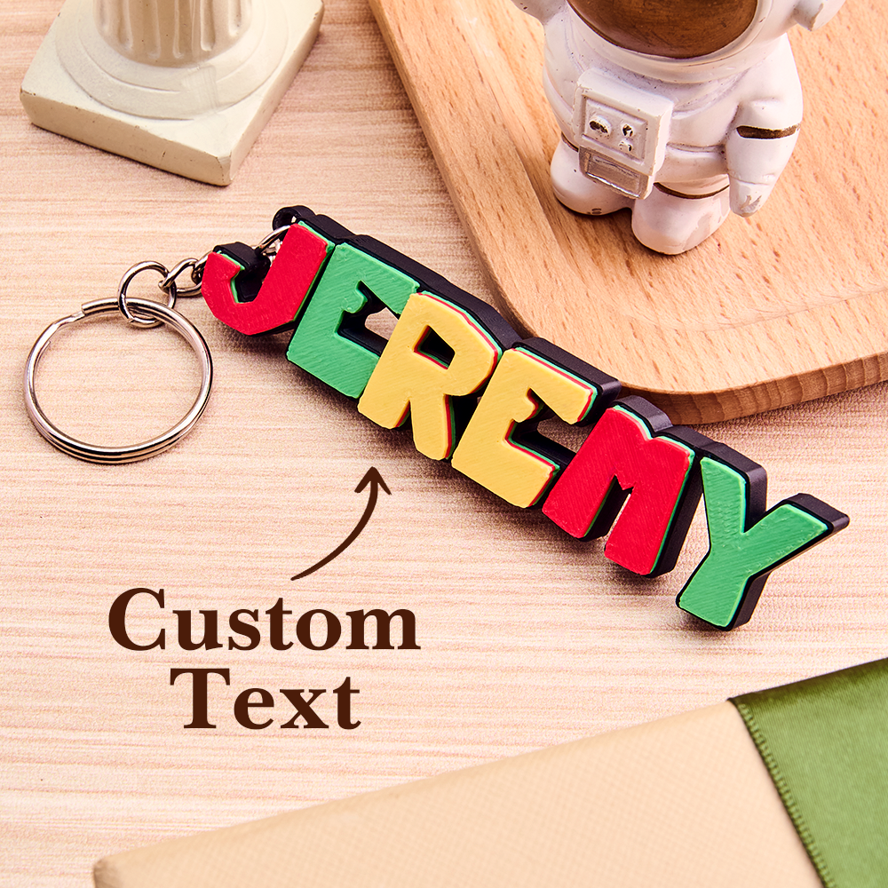 Personalised 3D Cartoon Keyring with Decorative Name Plate Back to School Gift for Kids Teacher