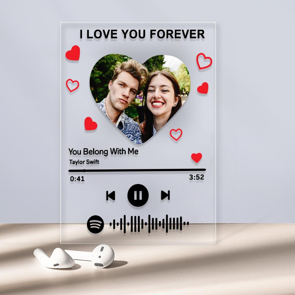 Custom Photo I am In Love Spotify Code Plaque Scannable Music Personalised Acrylic Photo Panel