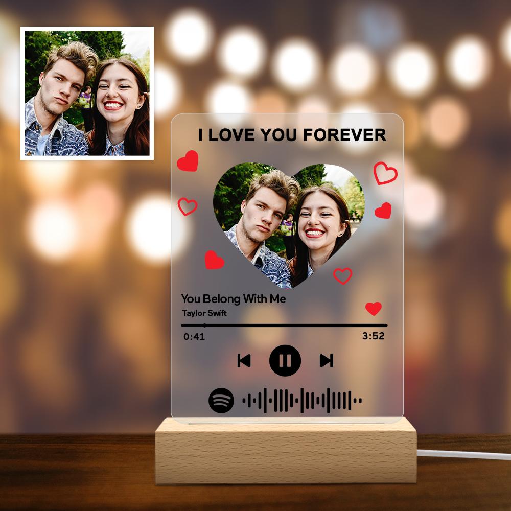 Custom Photo I am In Love Spotify Code Plaque Scannable Music Personalised Acrylic Photo Panel