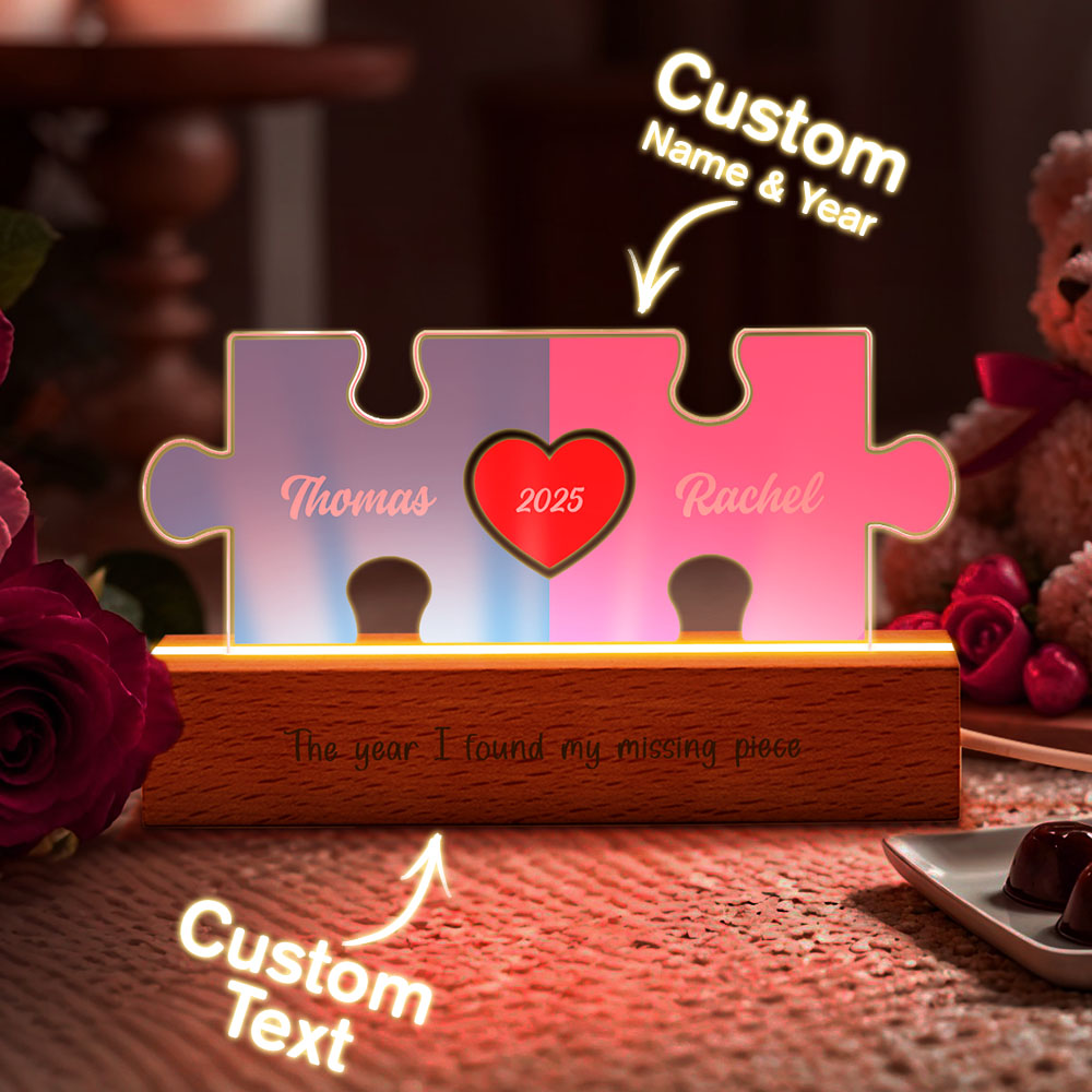 Personalised Couple Name Puzzle LED Night Light Gifts for Lover