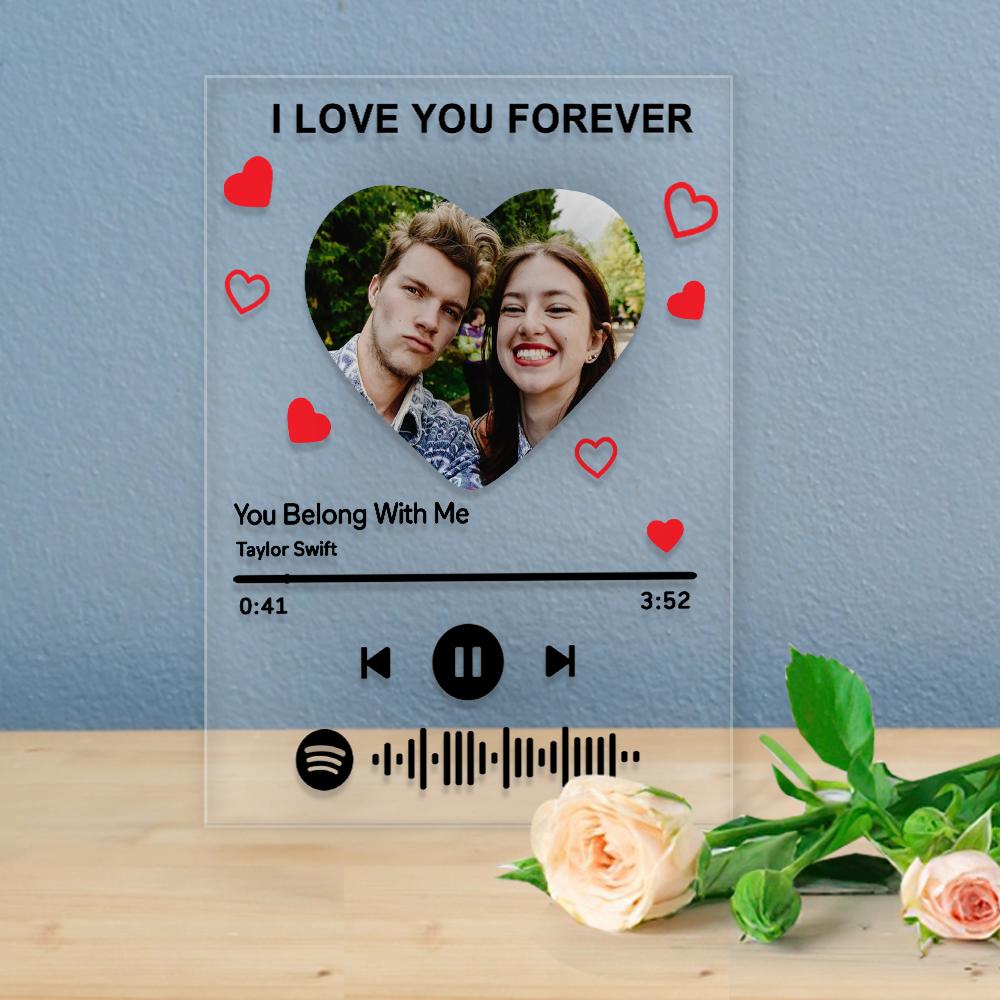 Custom Photo I am In Love Spotify Code Plaque Scannable Music Personalised Acrylic Photo Panel