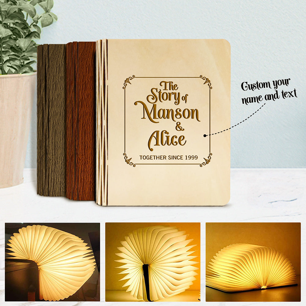 Custom Your Story Wooden Book Light Magnetic Folding Book Lamp