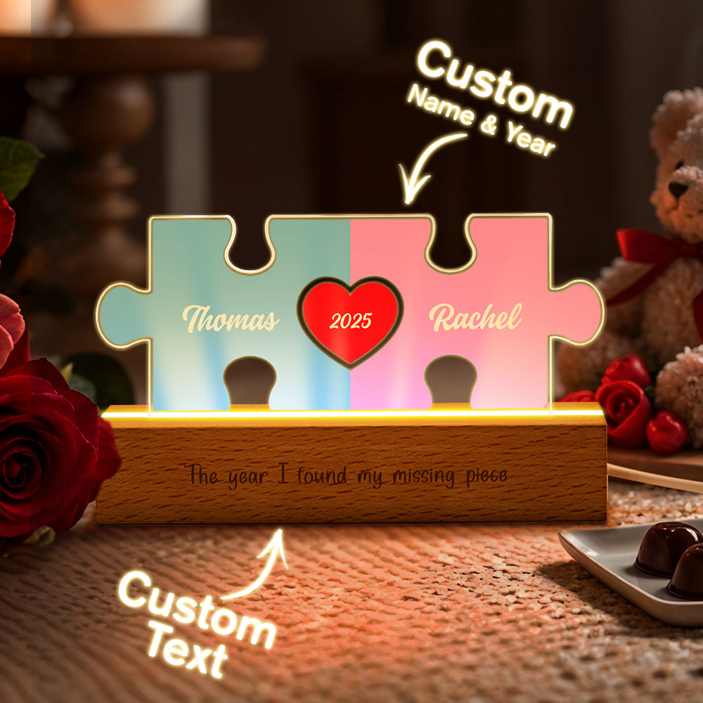 Personalised Couple Name Puzzle LED Night Light Gifts for Lover