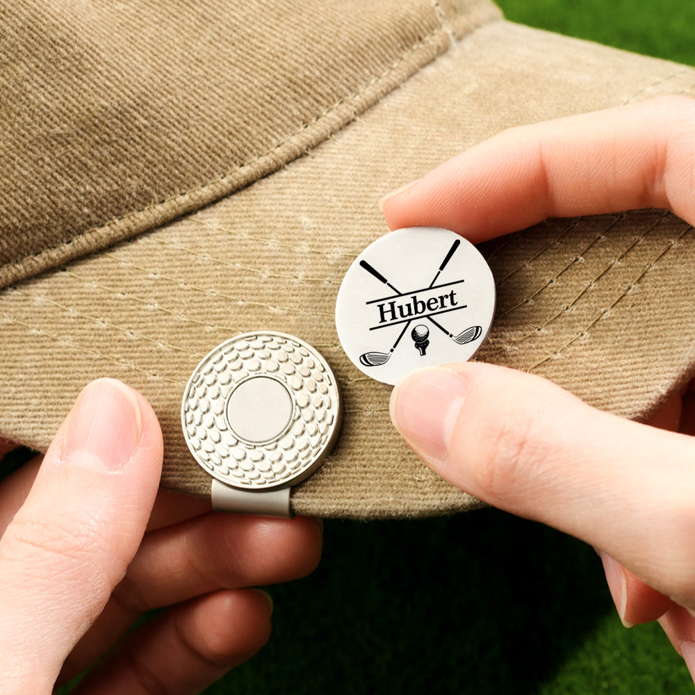 aPersonalised Golf Ball Marker Magnetic Hat Clip with Name Golfer Accessories Gift for Golf Enthusiasts