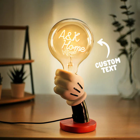 Custom Text Vintage Edison Filament Modeling Lamp Hand Held Base Soft Light Bulbs Decorative Colorful Lights Led