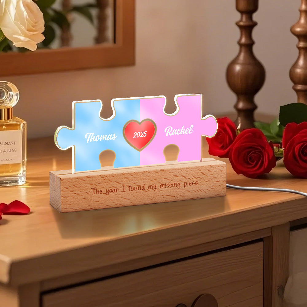 Personalised Couple Name Puzzle LED Night Light Gifts for Lover