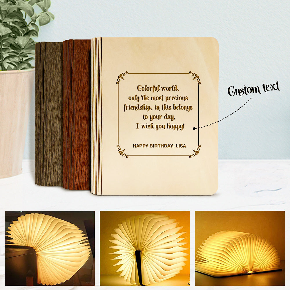 Custom Friendship Wooden Light Magnetic Folding Book Lamp