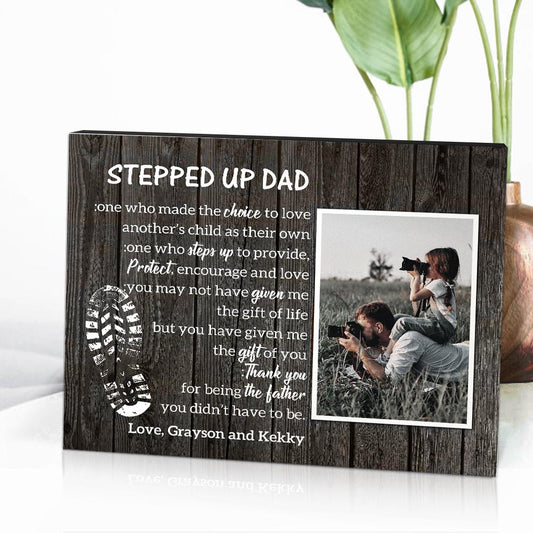 Customised Desktop Picture Frame Personalised Stepped Up Dad for Father's Day Gift