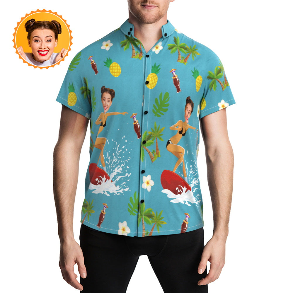 Custom Photo Surfing Beach Shirts Summer Holiday Hawaiian Shirt For Party