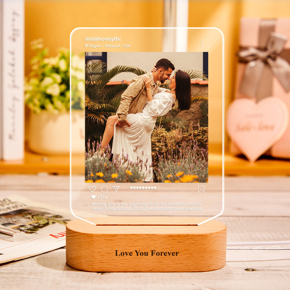 Custom Instagram Night Light with Engraving Base - 14*20CM