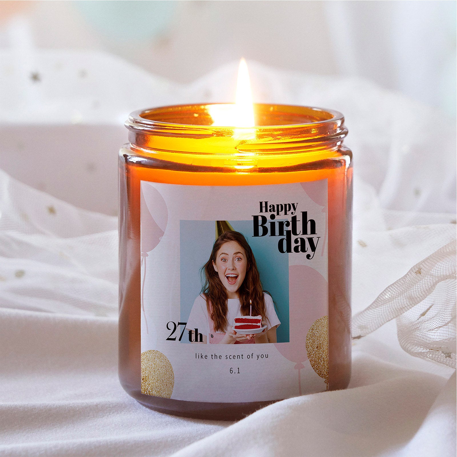 Happy Birthday Scented Candles Soy Wax Fragrance Candle With Photo