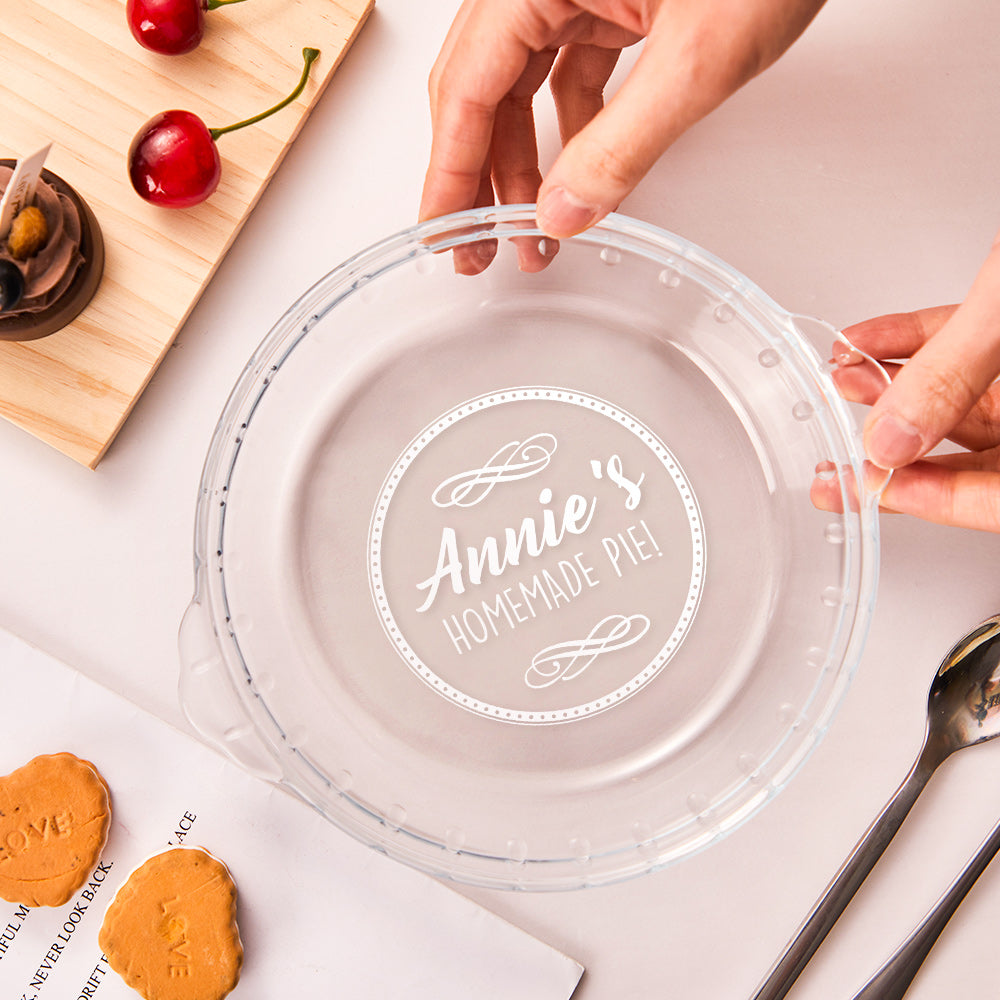 Custom Name Glass Pie Plate Round Pie Tableware with Handles