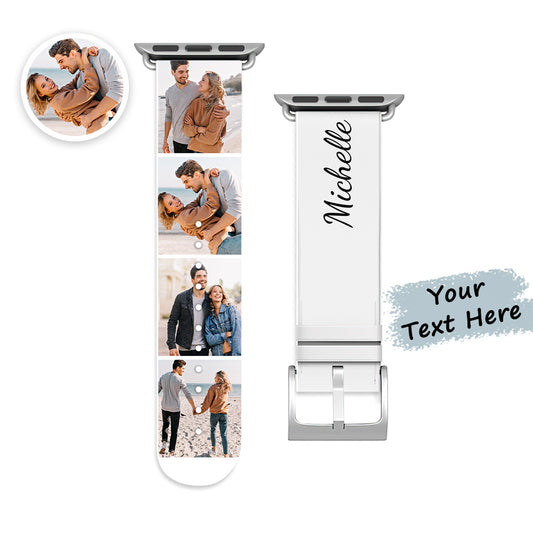 Customised Collage Photo and Name Apple Watch Band Silicone Watch Strap