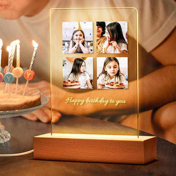 Custom Text Photo Lamp Acrylic LED Night Light Birthday Gift