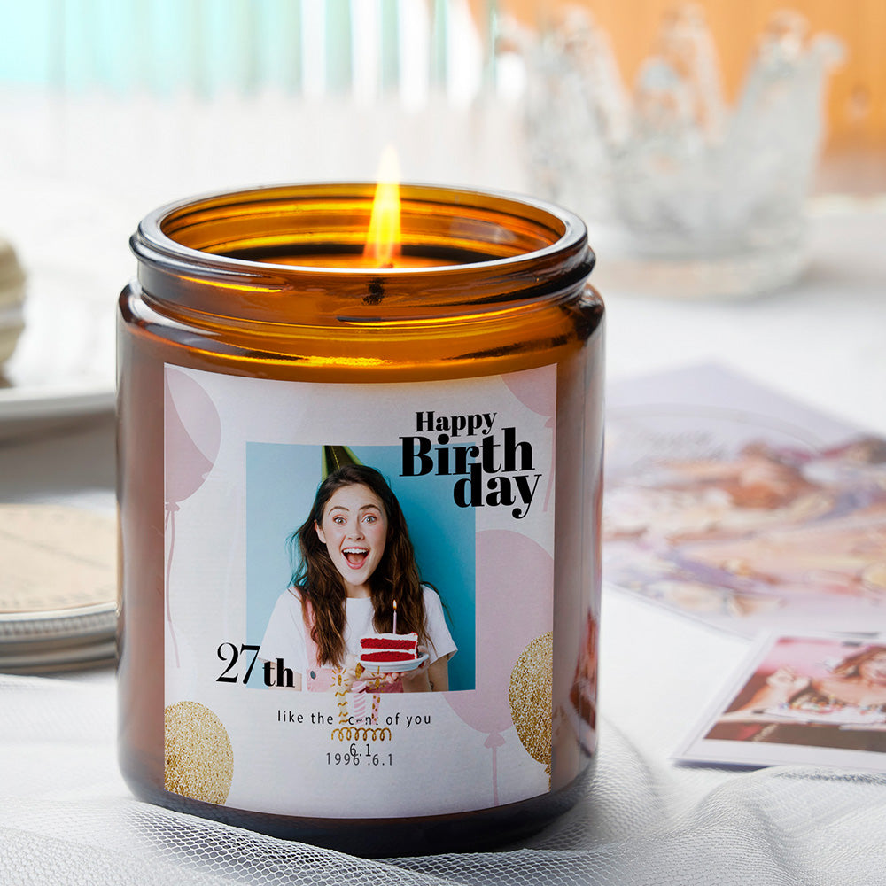 Happy Birthday Scented Candles Soy Wax Fragrance Candle With Photo