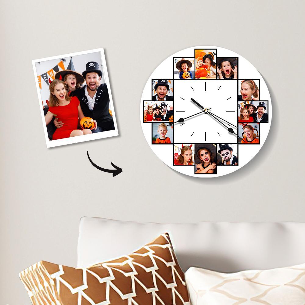 Custom Collage Photo Wall Clock 12 Pictures